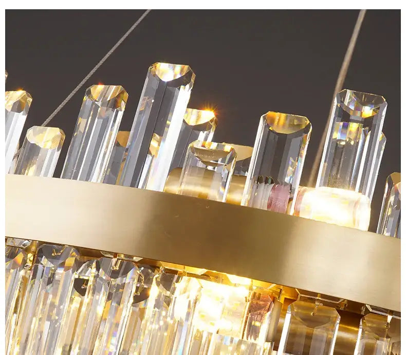 Modern oval golden chrome crystal chandelier for dining room