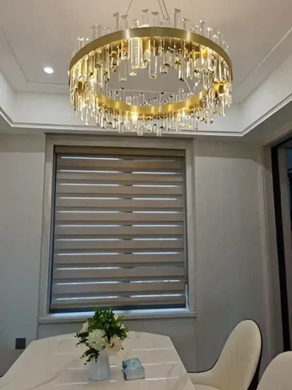 Modern oval golden chrome crystal chandelier for dining room