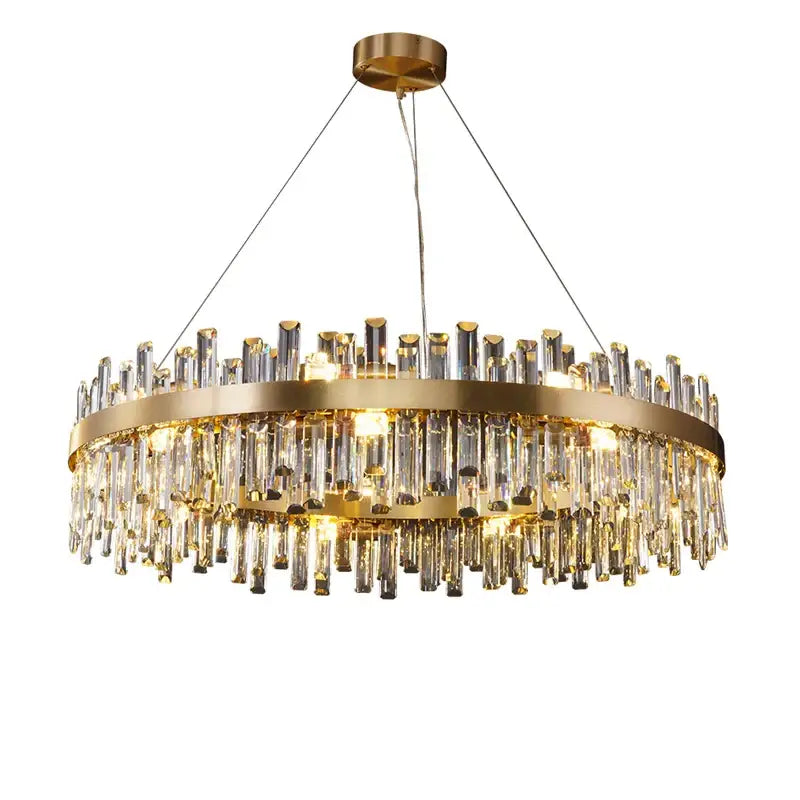 Modern oval golden chrome crystal chandelier for dining room