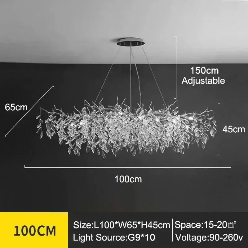 Modern golden branch crystal ceiling chandelier dining room led lighting