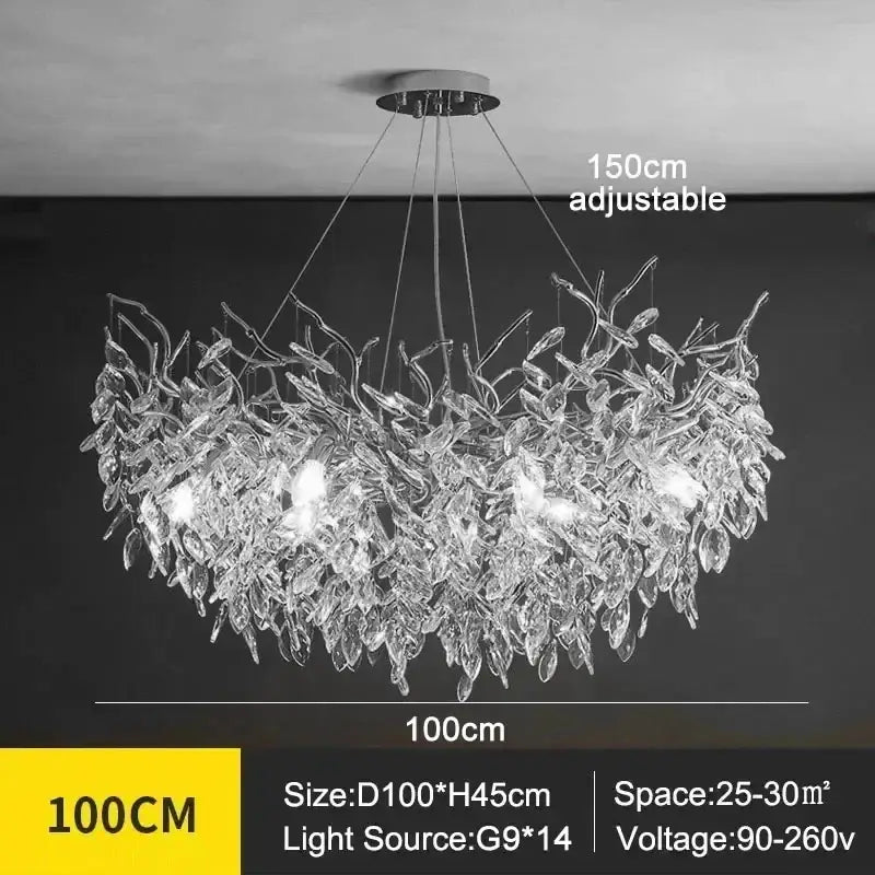 Modern golden branch crystal ceiling chandelier dining room led lighting