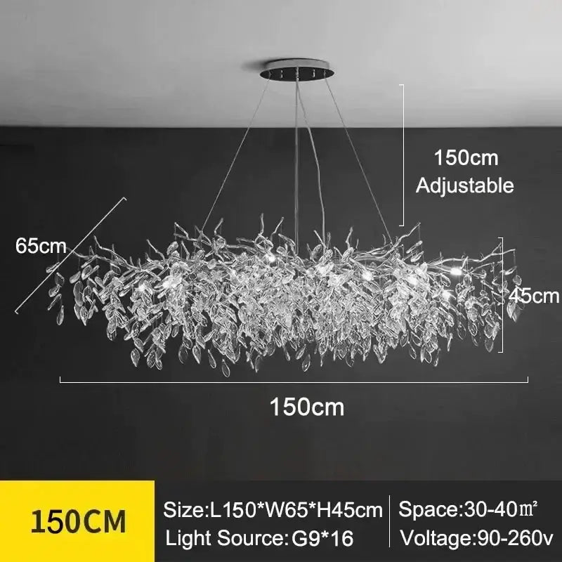 Modern golden branch crystal ceiling chandelier dining room led lighting