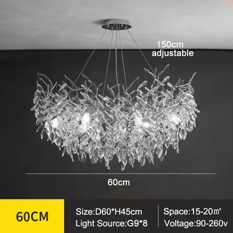 Modern golden branch crystal ceiling chandelier dining room led lighting