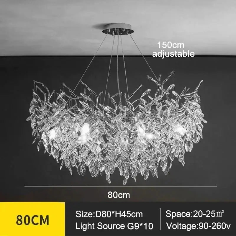 Modern golden branch crystal ceiling chandelier dining room led lighting
