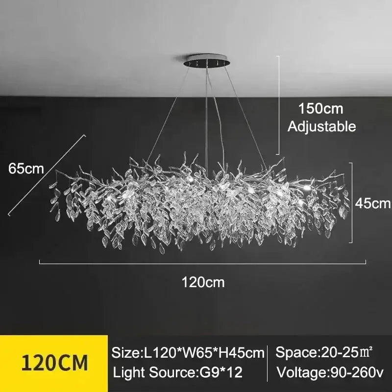 Modern golden branch crystal ceiling chandelier dining room led lighting