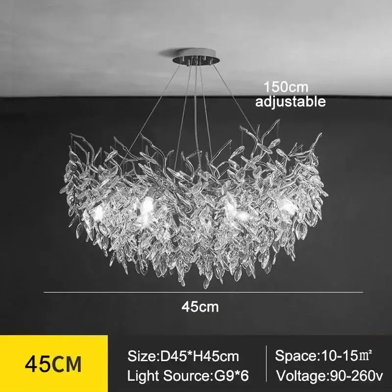 Modern golden branch crystal ceiling chandelier dining room led lighting