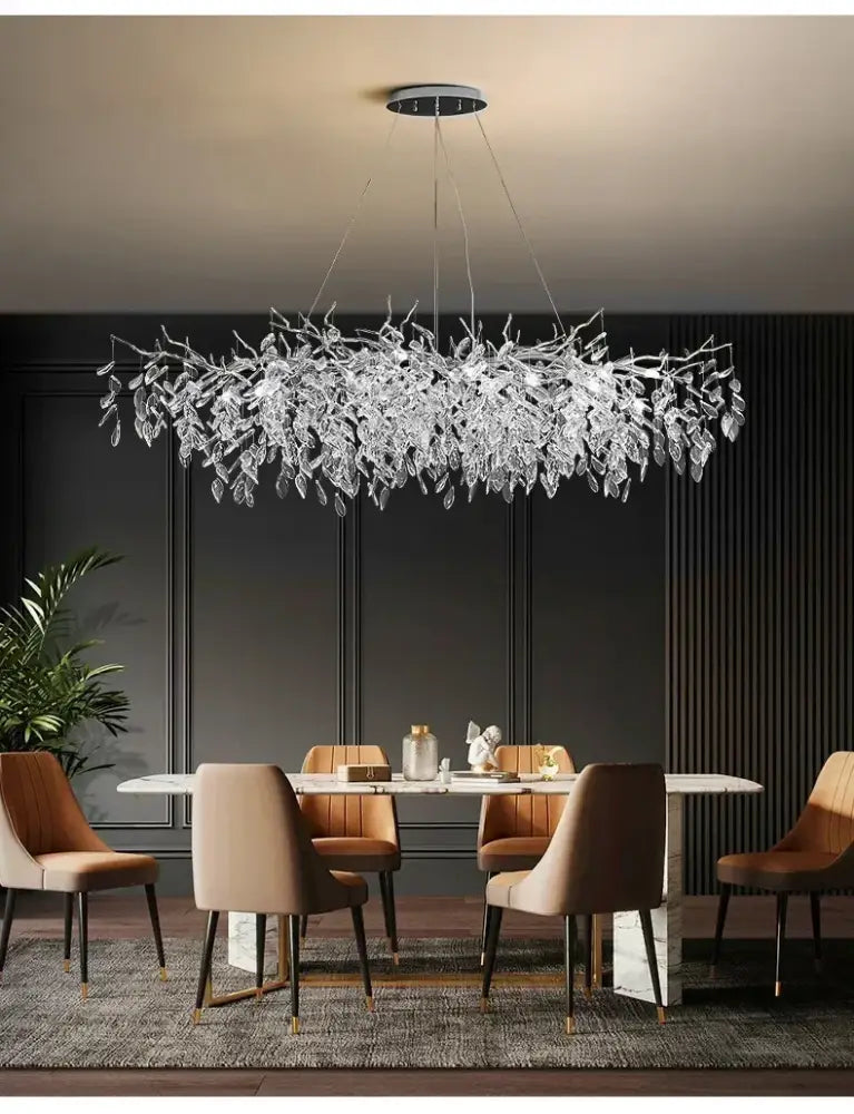 Modern golden branch crystal ceiling chandelier dining room led lighting