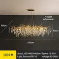 Modern golden branch crystal ceiling chandelier dining room led lighting