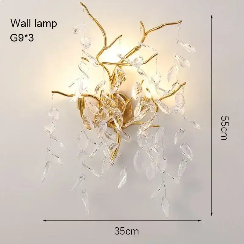Modern golden branch crystal ceiling chandelier dining room led lighting