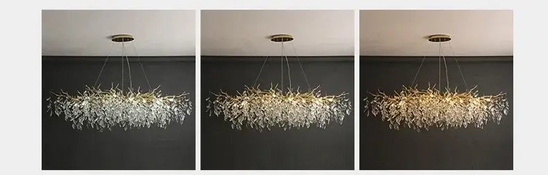 Modern golden branch crystal ceiling chandelier dining room led lighting