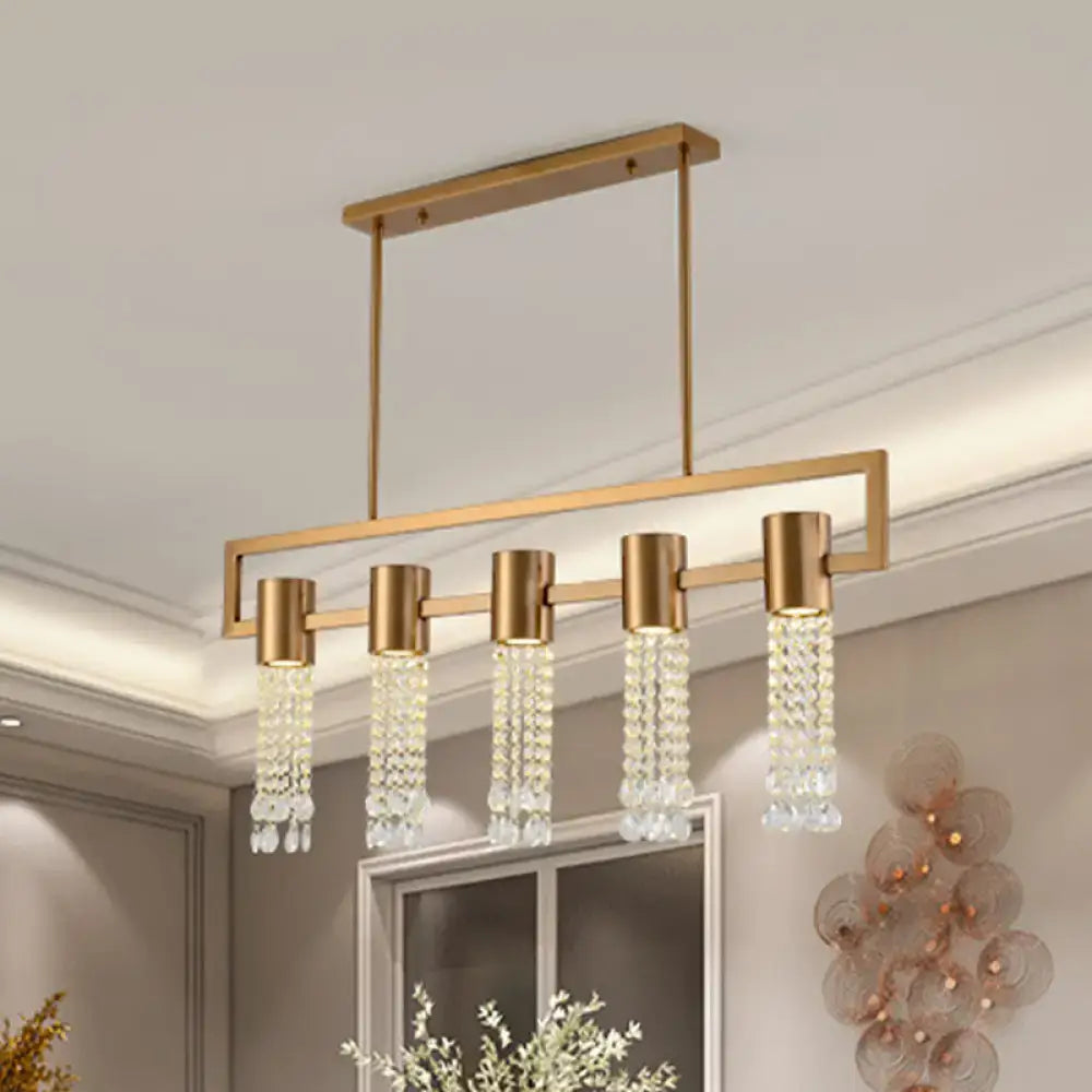 Modern gold crystal draping island pendant lighting fixture dining room