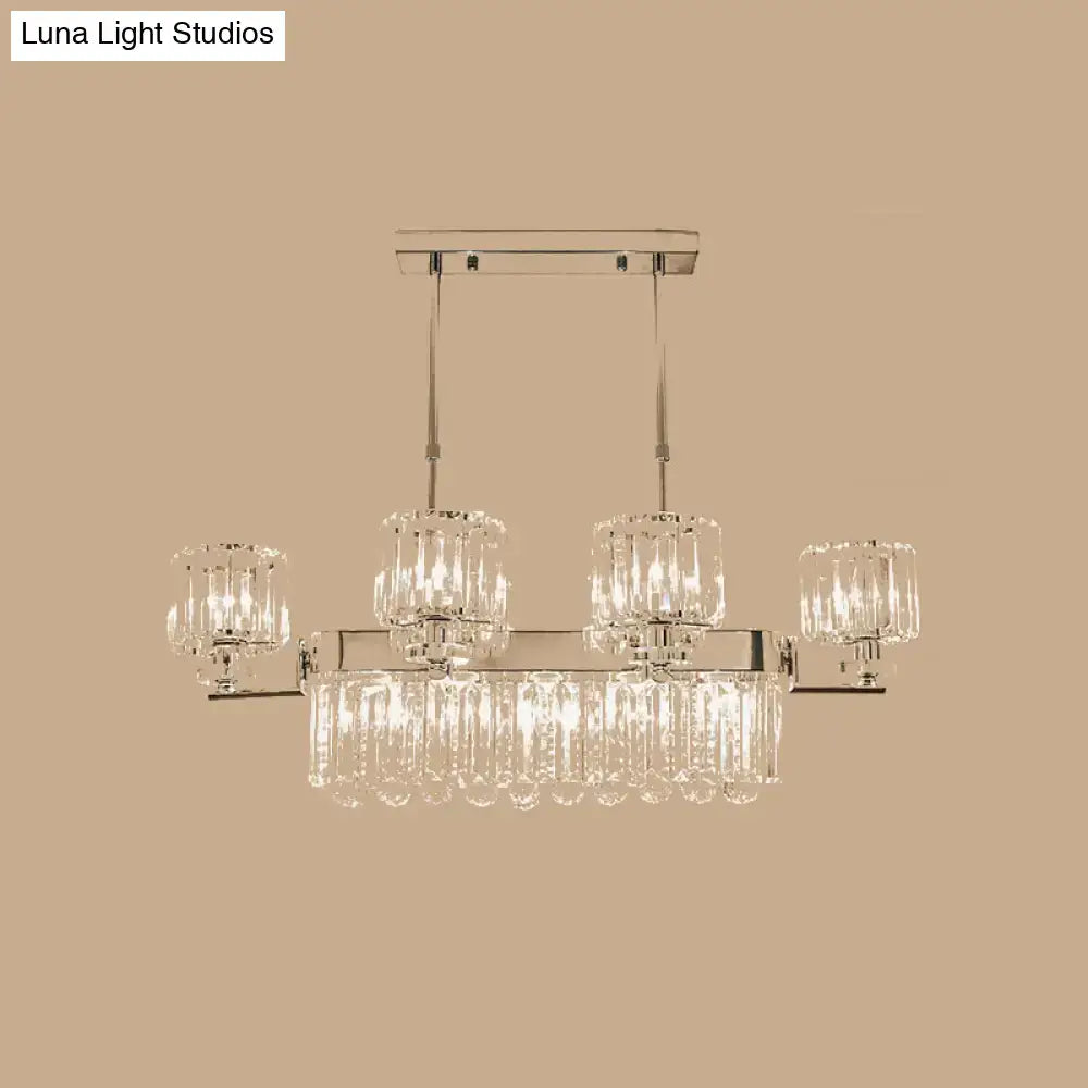 Modern chrome crystal island light dining room fixture
