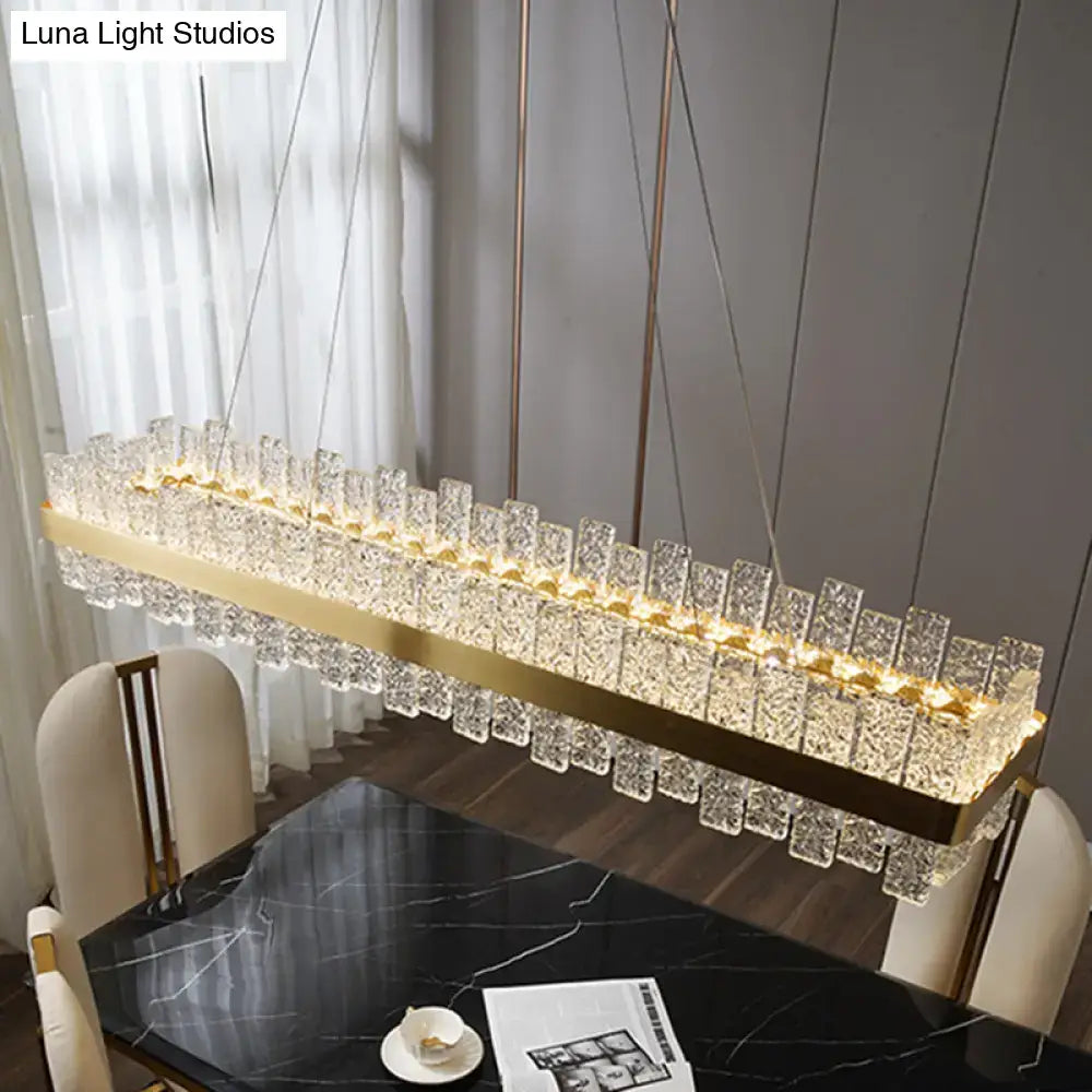 Modern brass plated crystal loop pendant light for dining room
