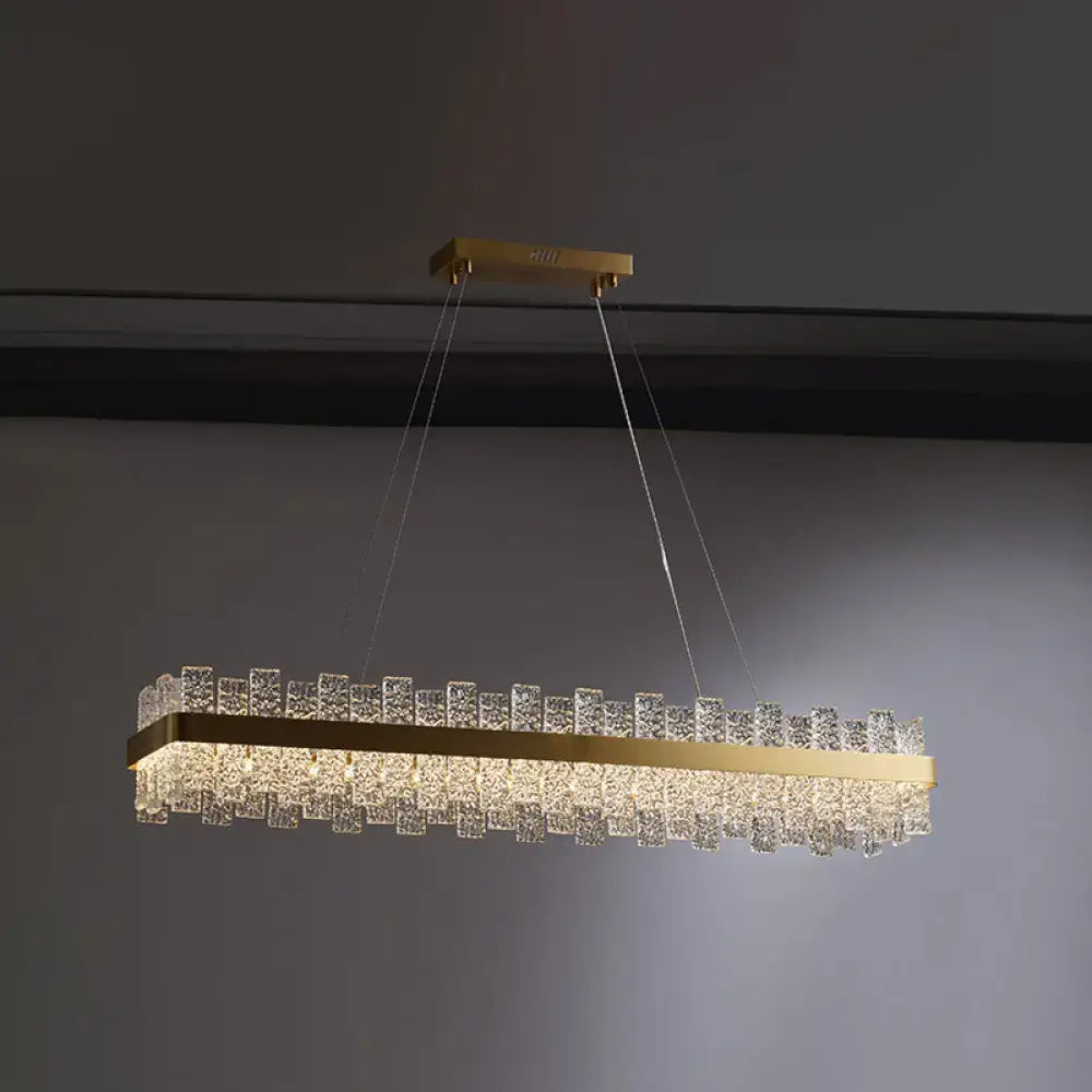 Modern brass plated crystal loop pendant light for dining room
