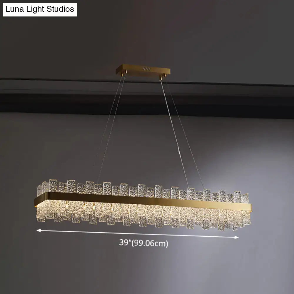 Modern brass plated crystal loop pendant light for dining room