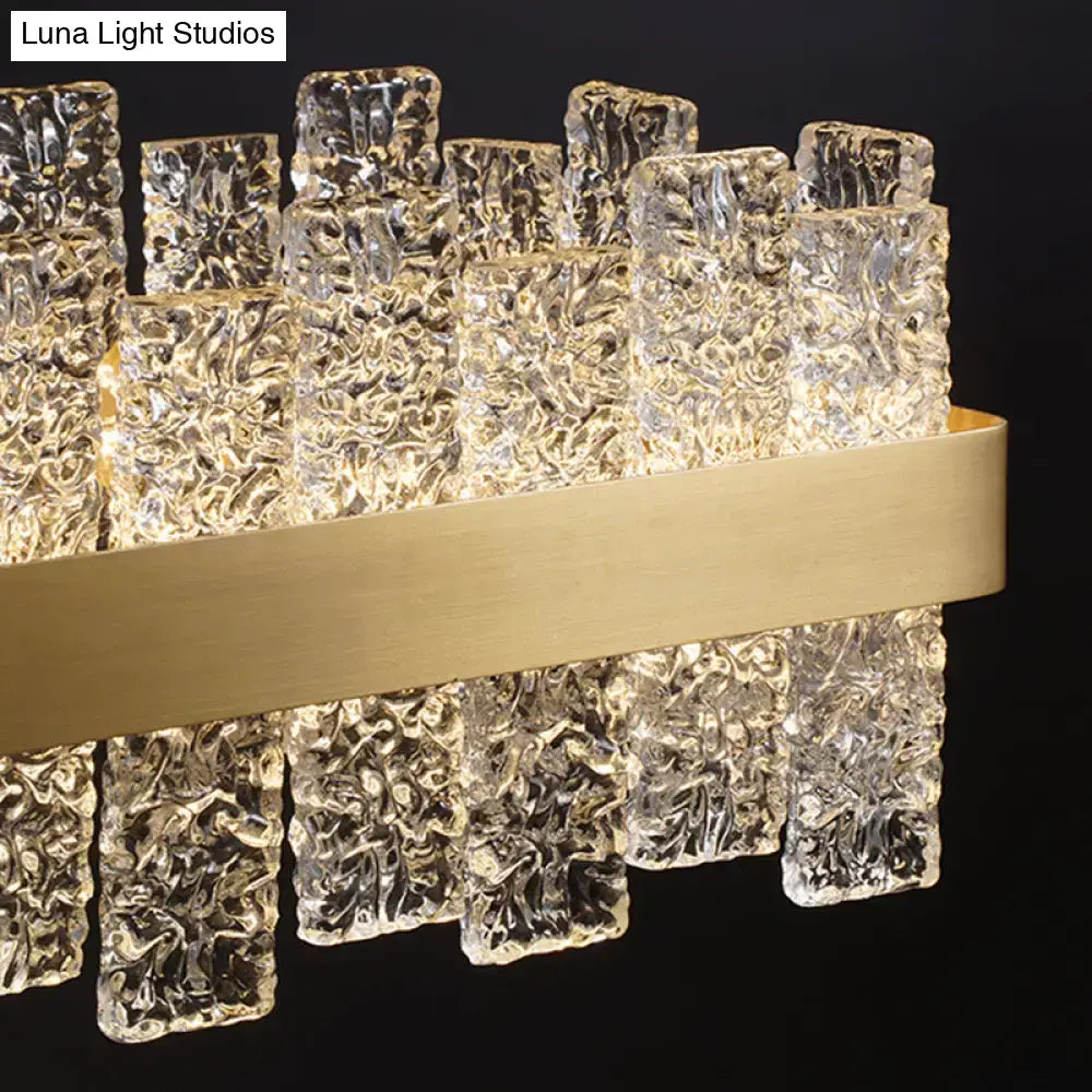 Modern brass plated crystal loop pendant light for dining room
