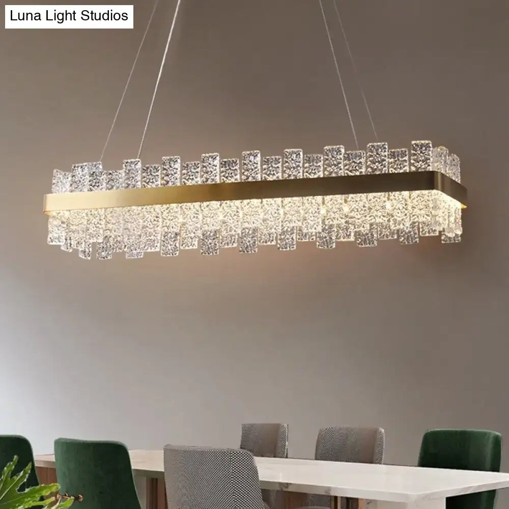 Modern brass plated crystal loop pendant light for dining room