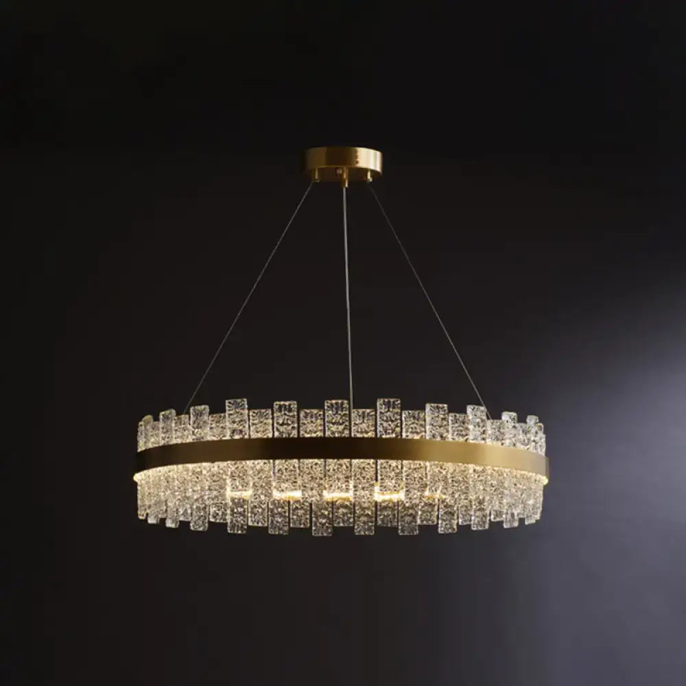 Modern brass plated crystal loop pendant light for dining room
