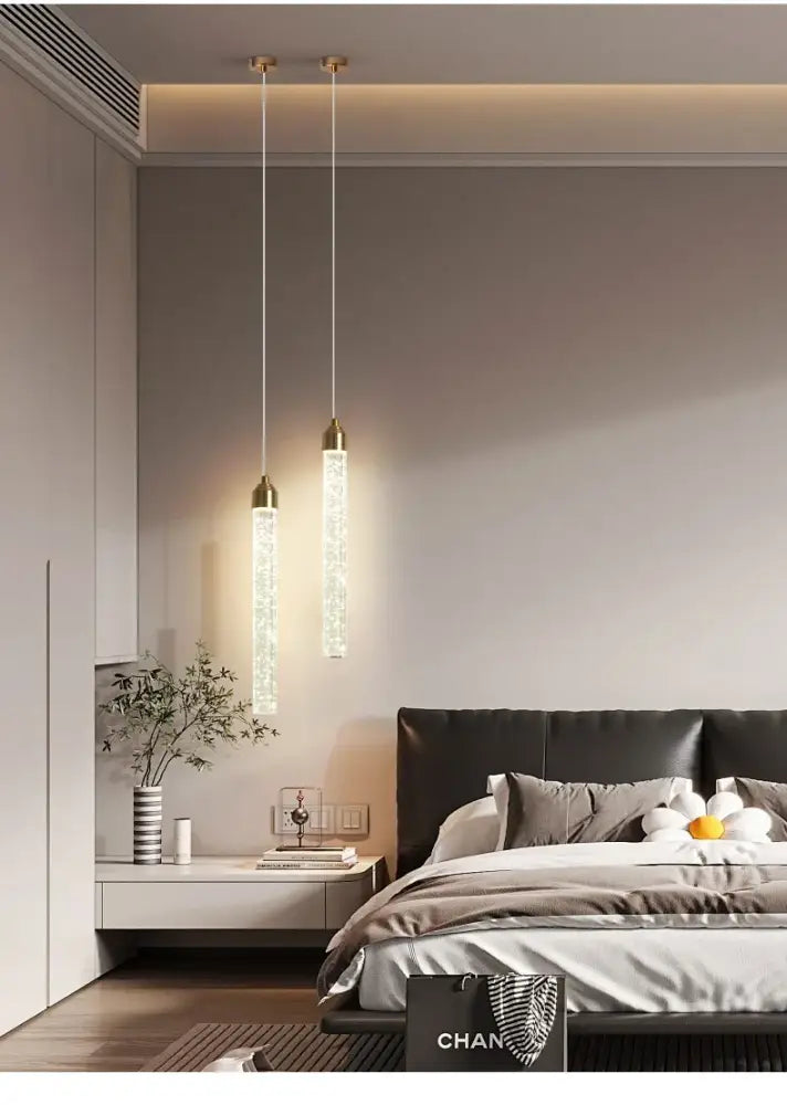 Modern gold crystal pendant light for dining room