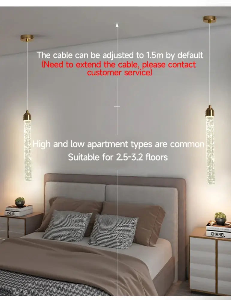 Modern gold crystal pendant light for dining room
