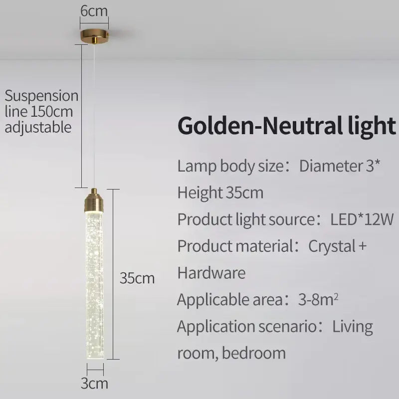 Modern gold crystal pendant light for dining room