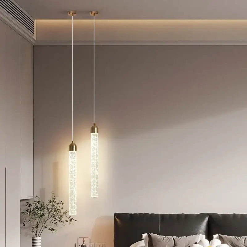 Modern gold crystal pendant light for dining room