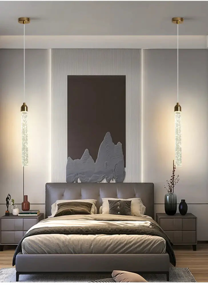 Modern gold crystal pendant light for dining room