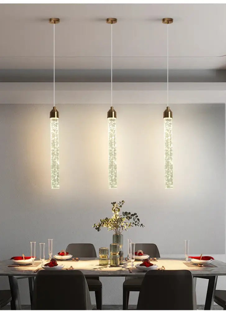Modern gold crystal pendant light for dining room
