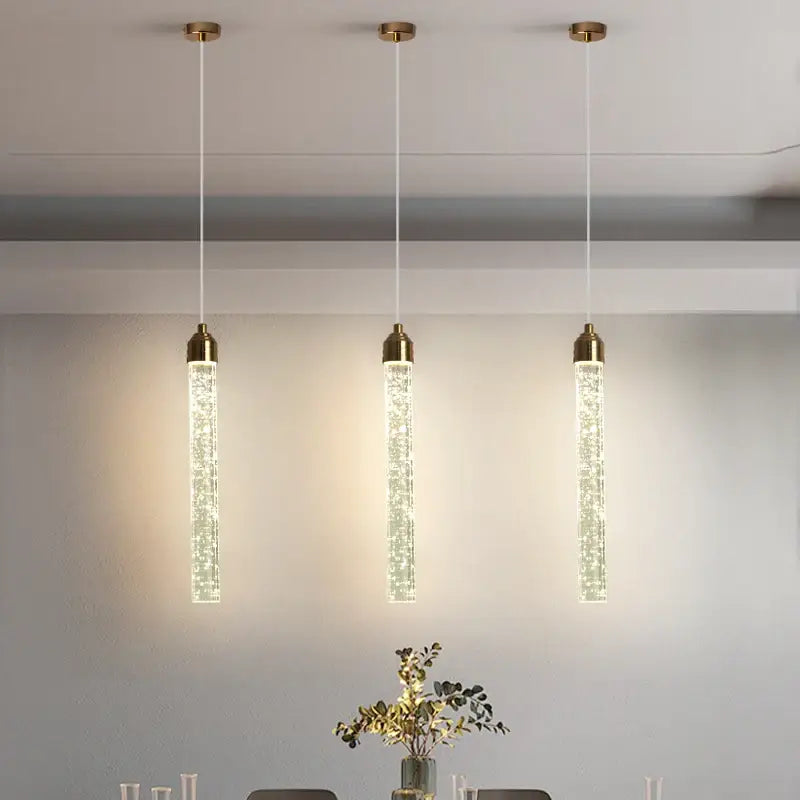 Modern gold crystal pendant light for dining room