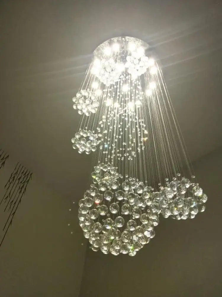 Modern crystal raindrop chandelier for high ceiling living room