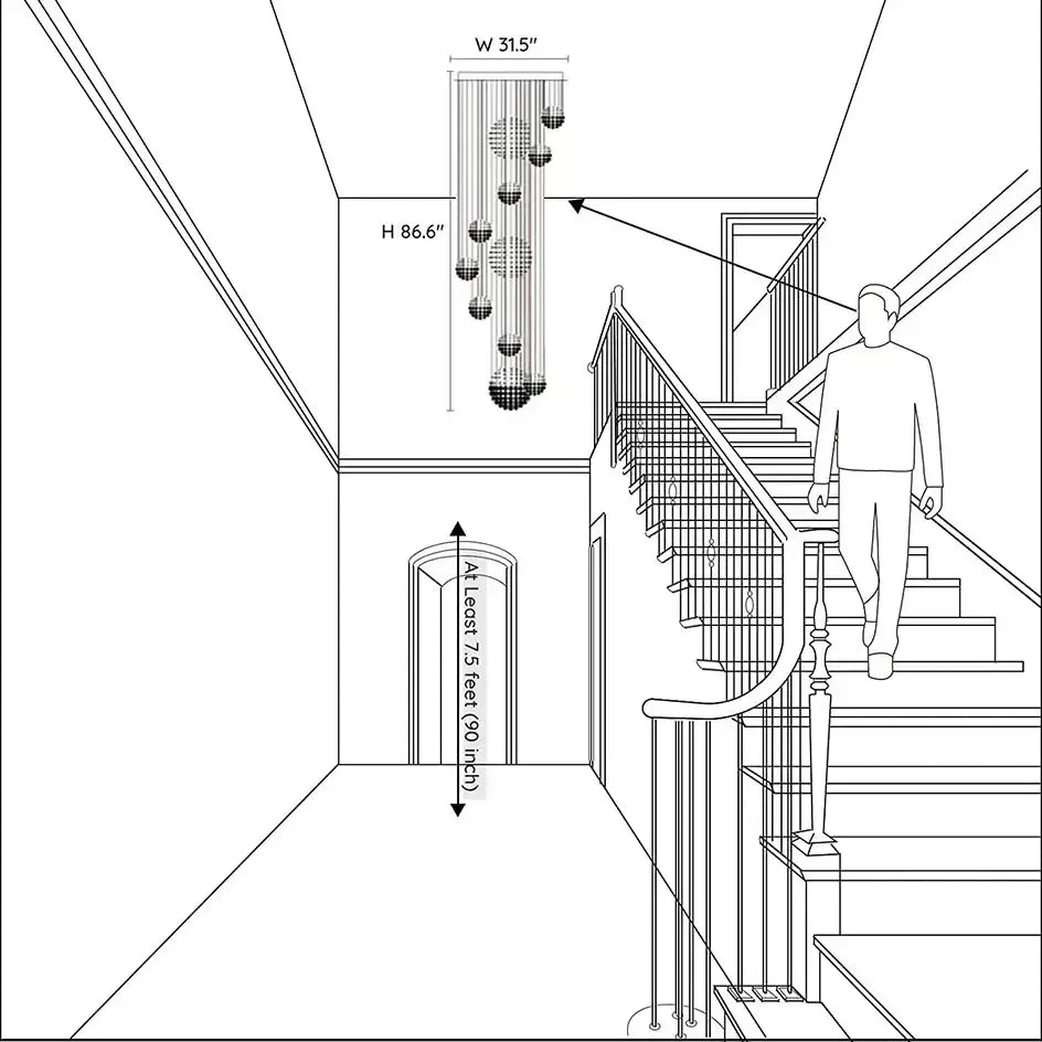 Modern crystal raindrop chandelier for high ceiling living room