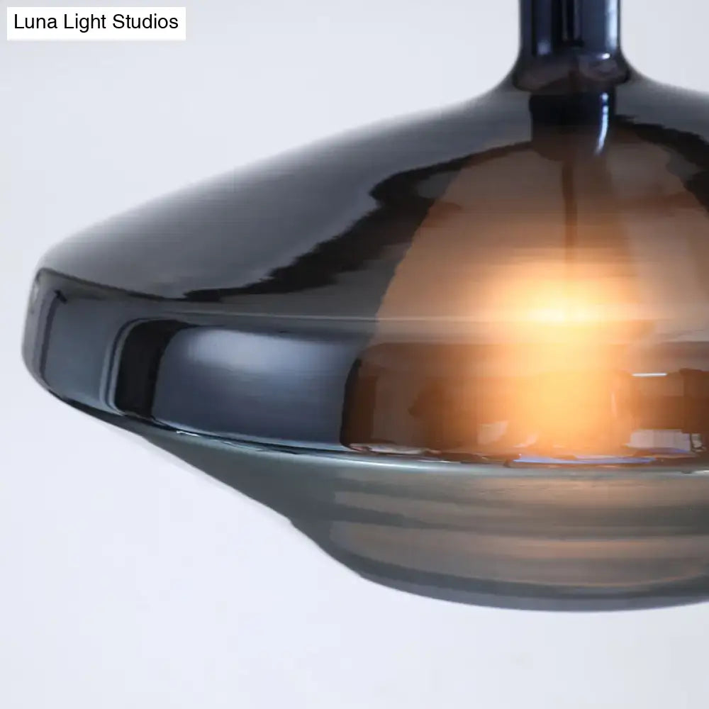 Modern amber and copper geometric pendant light for dining room