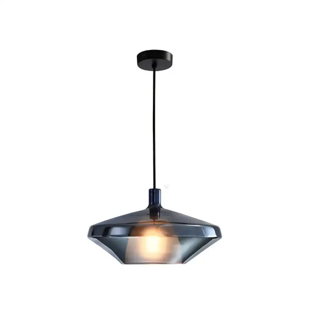 Modern amber and copper geometric pendant light for dining room