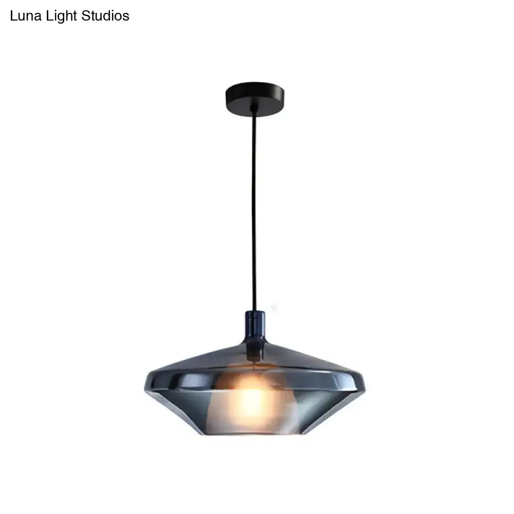 Modern amber and copper geometric pendant light for dining room