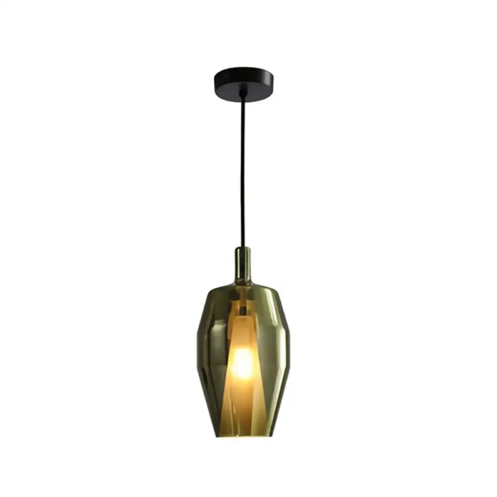 Modern amber and copper geometric pendant light for dining room