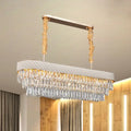 Modern white drum crystal drops pendant light dining room
