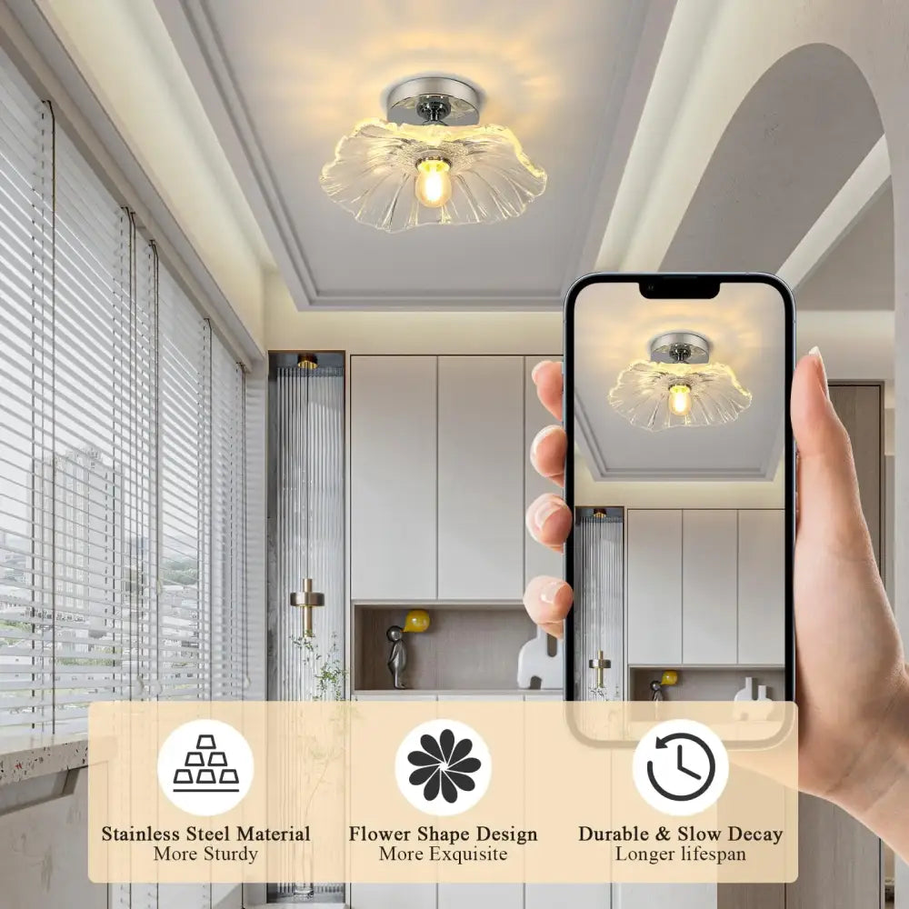 Modern flower vintage glass ceiling light for bedroom