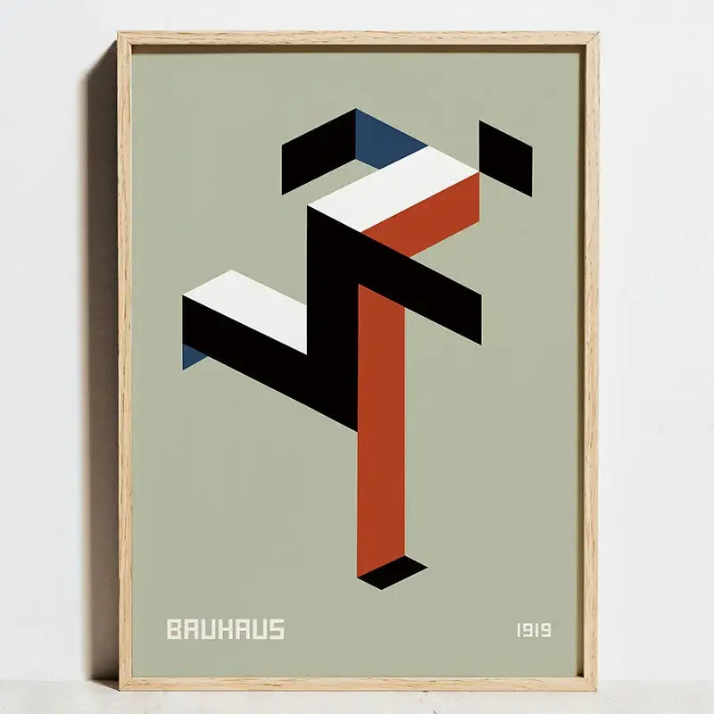 Modern geometric bauhaus exhibition art print – living room decor