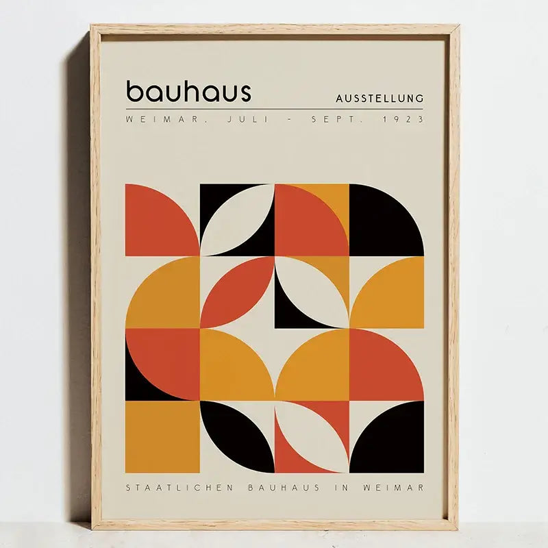 Modern geometric bauhaus barcelona chair framed poster living room art