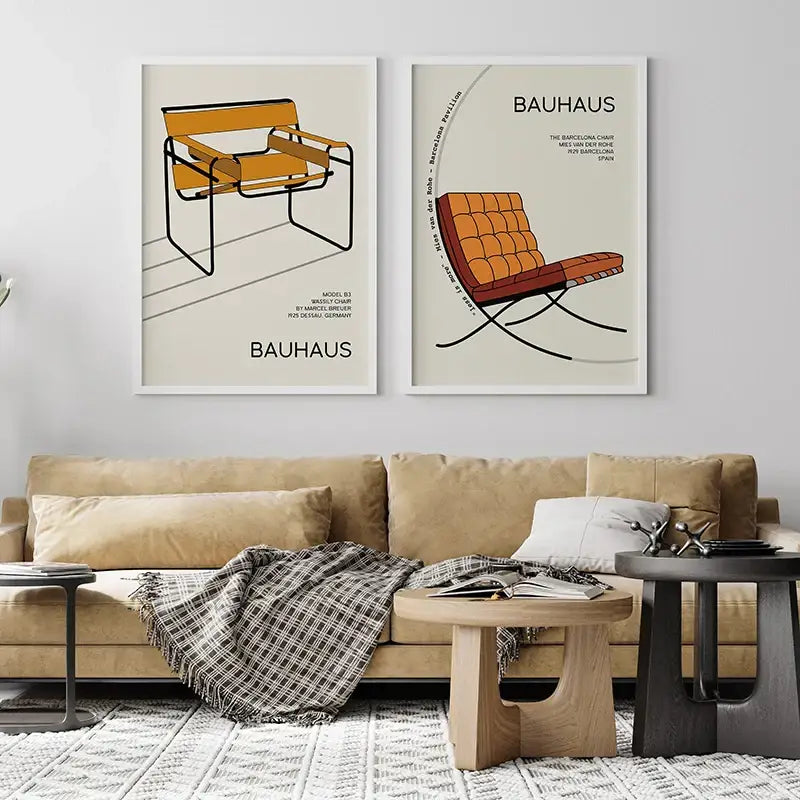Modern geometric bauhaus exhibition posters living room framed art