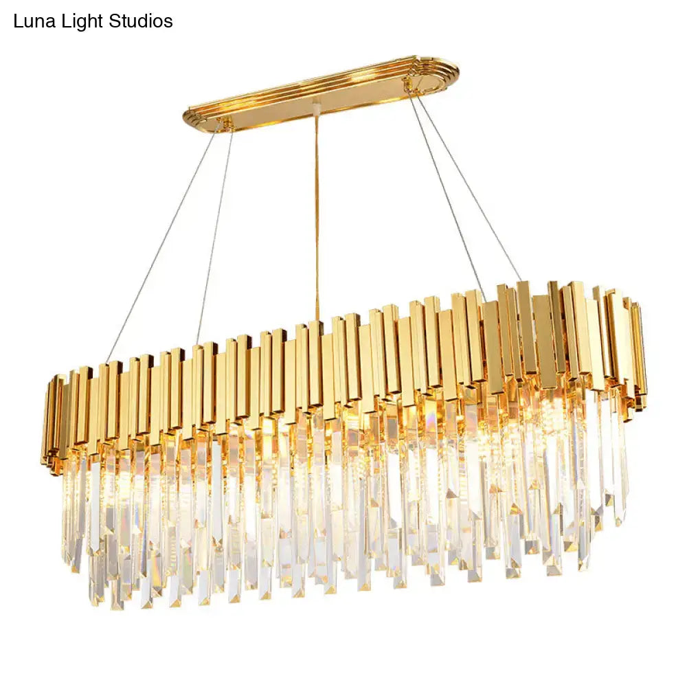 Modern geometric gold crystal prism chandelier living room light