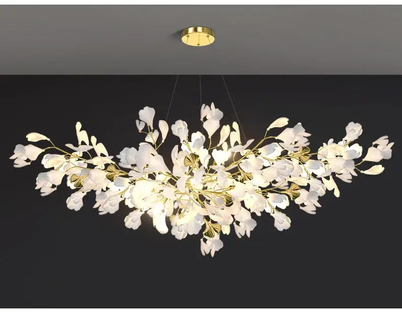 Modern white and gold ginkgo led chandelier dining room light