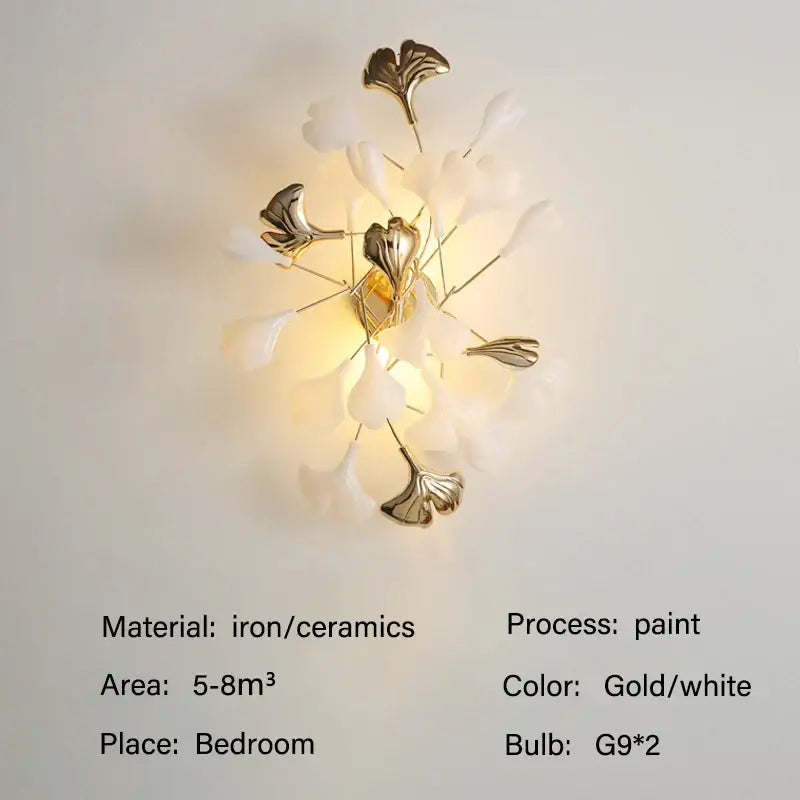 Modern white and gold ginkgo led chandelier dining room light