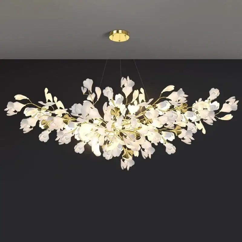 Modern white and gold ginkgo led chandelier dining room light