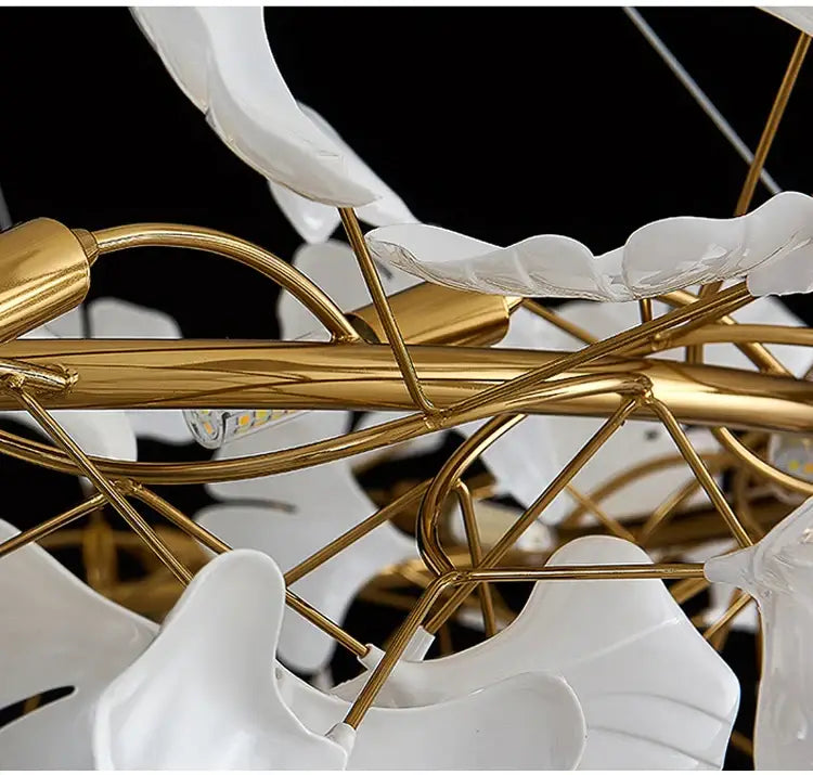Modern white and gold ginkgo led chandelier dining room light