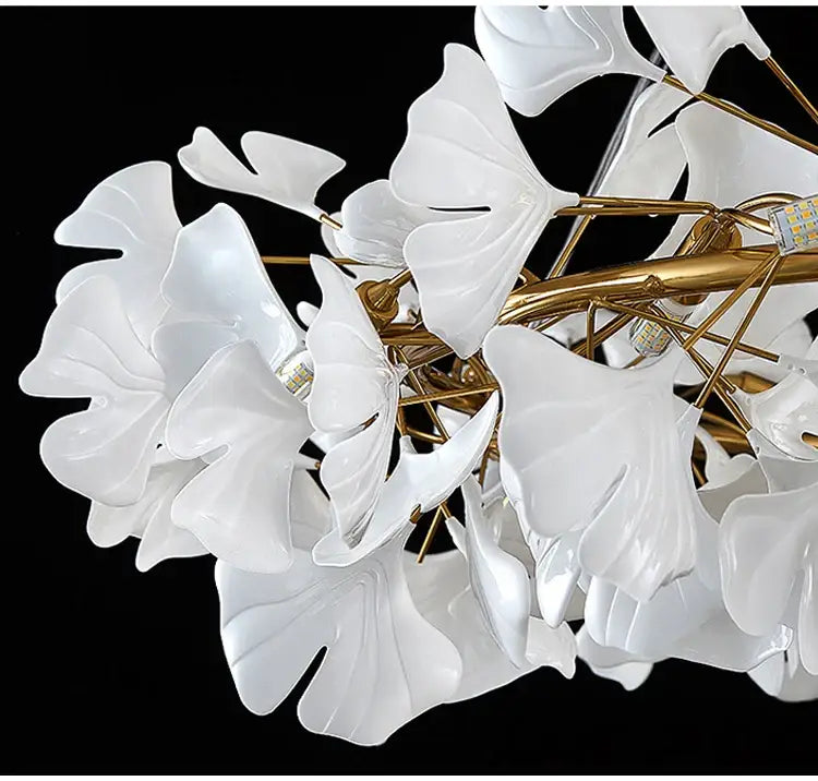 Modern white and gold ginkgo led chandelier dining room light