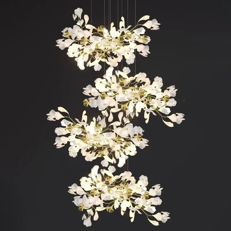 Modern white and gold ginkgo led chandelier dining room light