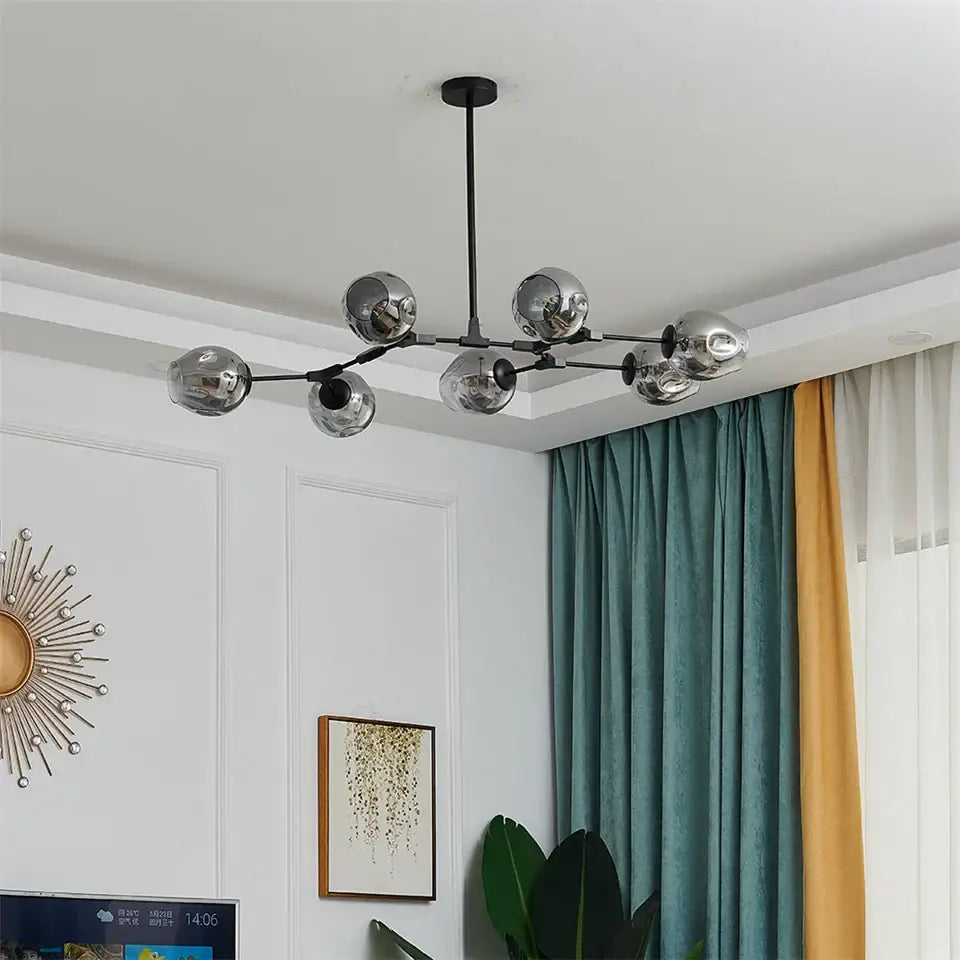 Modern green glass ball led chandelier dining room light