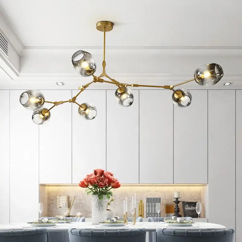 Modern green glass ball led chandelier dining room light