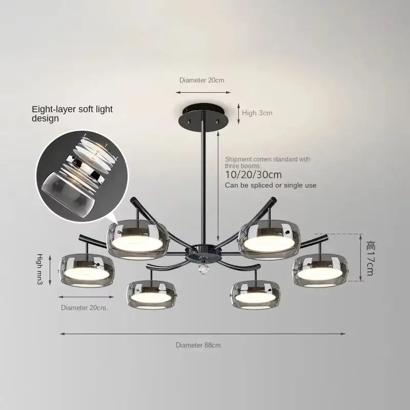 Modern black glass dining table pendant light